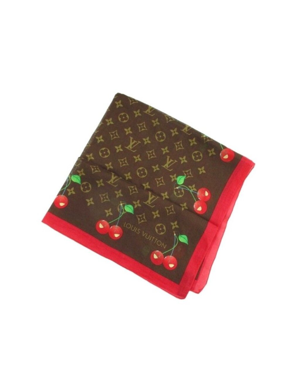 Louis Vuitton Takashi Murakami Cherry Monogram Cotton Chief Handkerchief Scarf